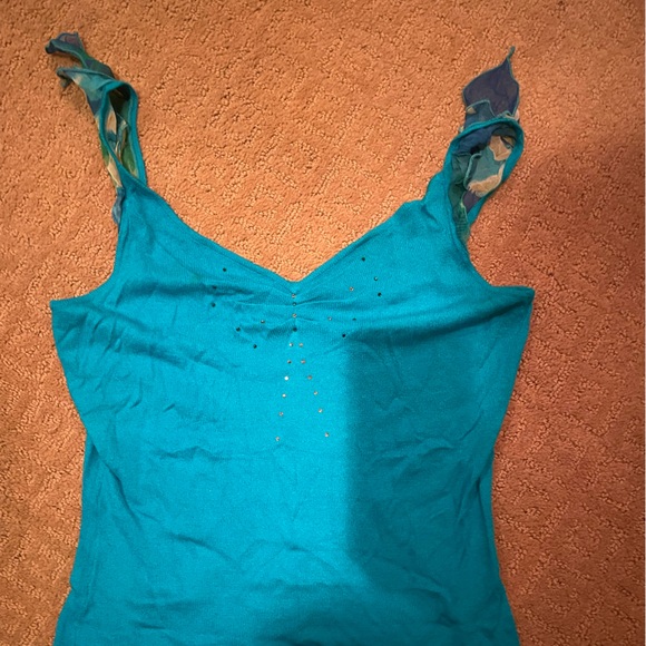 Hype turquoise top with beautiful ties on the shoulder never worn one of a kind - Picture 2 of 3